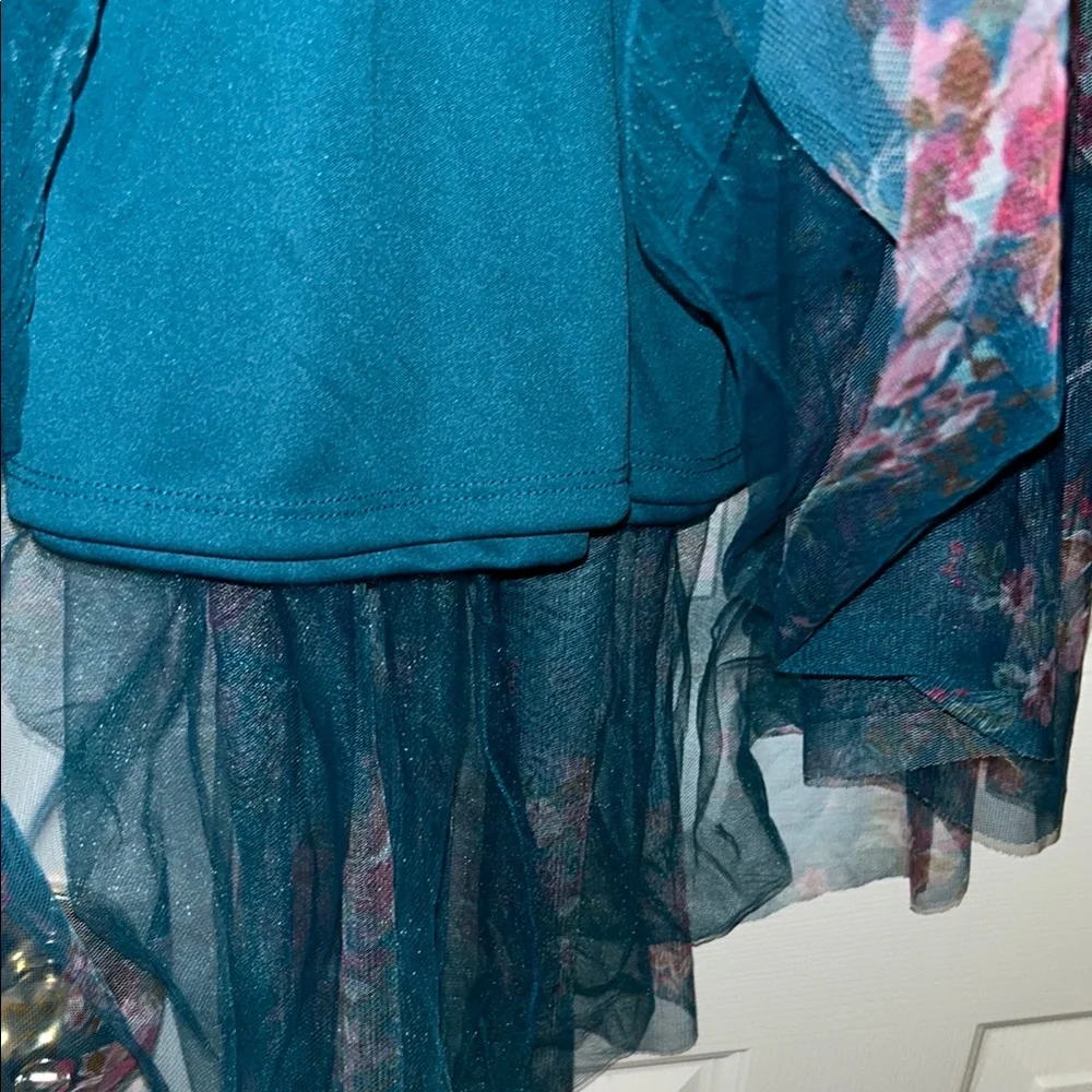 Floral Blue/green and Red Lace Kids Dresses - Picture 9 of 11